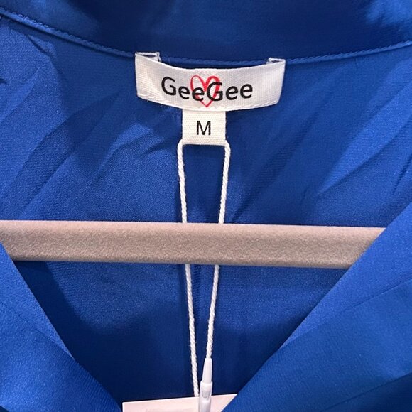 Gee Gee Royal Blue Button Down Blouse - Picture 6 of 8